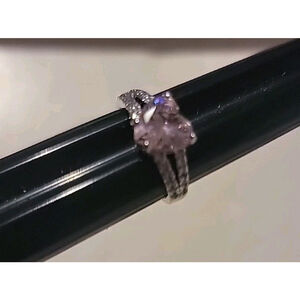 Estate Pink Sapphire ( lab created) Solitaire Ring Sz 8 Heart Shaped